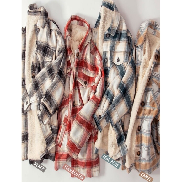 LAST ONE❗Cozy Chic Dark Teal Lined Plaid Flannel Oversized Shacket - Picture 10 of 14